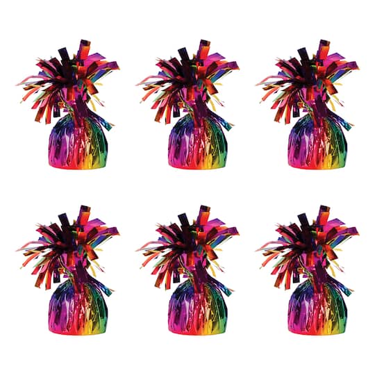 Beistle 6oz. Rainbow Metallic Wrapped Balloon Weights, 6ct.